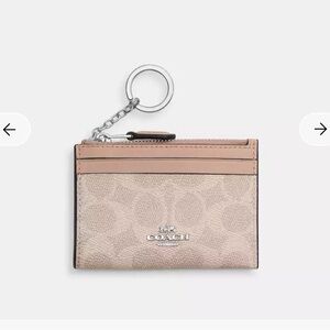 COACH Silver/Sand/Taupe Mini Skinny ID Case